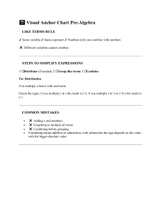 Pre-Algebra Like Terms Anchor Chart & Worksheet