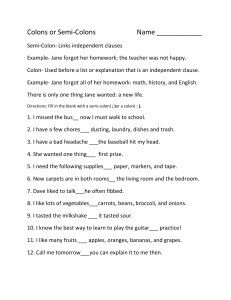 Colons and Semi-Colons Worksheet
