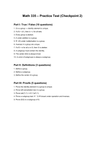 Math 335 Practice Test: Group Theory