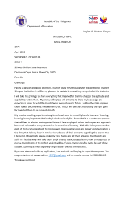 Job Application for Teacher 1 Position