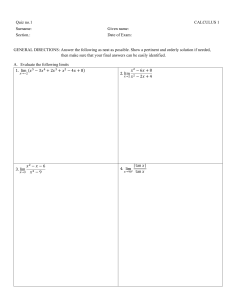 Calculus 1 Quiz 1: Limits Problems