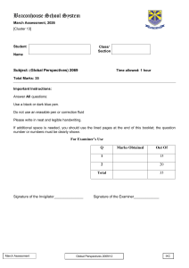 Beaconhouse Global Perspectives 2069 March Assessment 2026