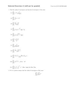 Calculus B II Selected Exercises 8: Series Convergence