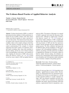 Evidence-Based Practice in Applied Behavior Analysis