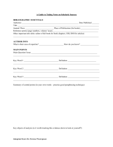 Guide to Taking Notes on Scholarly Sources