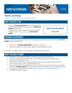 Berlin Summer 2026 Study Abroad Course Selection Guide