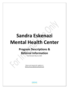 Sandra Eskenazi Mental Health Center Program Guide