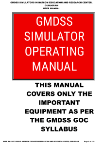 GMDSS Simulator Operating Manual for NATCOM Education Center