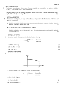 Probability and Statistics Exam Questions