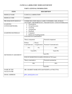 Clinical Laboratory Module Overview Syllabus