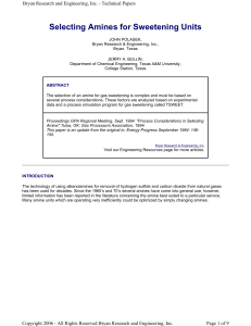 Selecting Amines for Gas Sweetening Units: Technical Paper