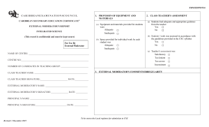 CSEC Integrated Science External Moderator's Report