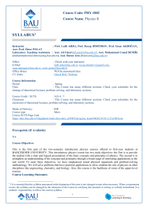 Physics II Syllabus - PHY 1002