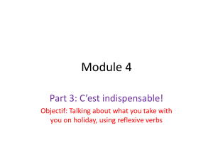 Module 4 Part 3 : C'est indispensable! - Verbes r&eacute;fl&eacute;chis vacances