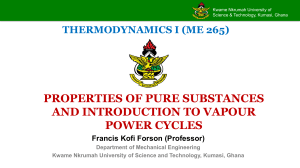 Thermodynamics I: Properties of Pure Substances & Vapour Power Cycles