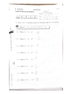 Kumon Linear Functions and Graphs 1 Worksheet