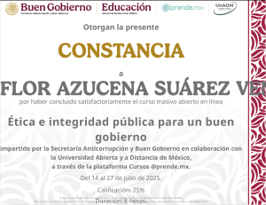 Constancia de &Eacute;tica e Integridad P&uacute;blica para Buen Gobierno