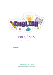 English 5th Grade Student Projects Workbook 2025