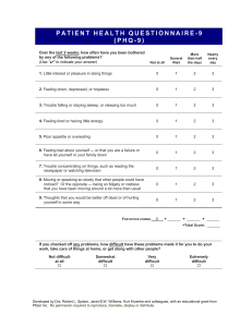 PHQ-9 Depression Screening Questionnaire