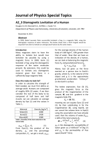 Diamagnetic Levitation of a Human: Physics Research