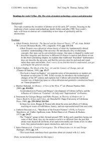 CCHU9091 Week 9 Readings: Art & Modernity - Science & Abstraction