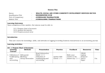 Bookkeeping Session Plan Bookkeeping NCIII Session Plan: Journalizing Transactions