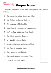 Proper Noun Worksheet for Kids