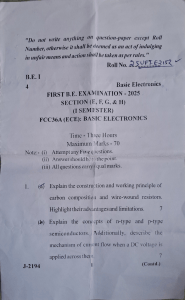 Basic Electronics Exam Paper 2025