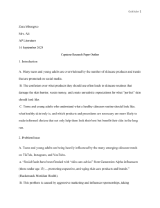 Skincare Trends Research Paper Outline for Teens