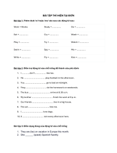 Simple Present Tense Exercises Worksheet