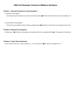 2022 Calculus II Midterm Solutions