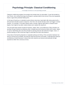 Classical Conditioning Psychology Principle Overview