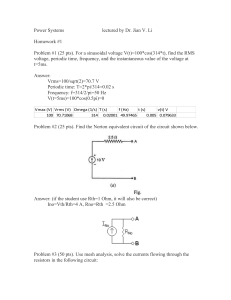 Power Systems Homework #1: Problems & Solutions