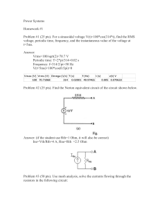 Power Systems Homework #1: Voltage, Norton Circuit, Mesh Analysis