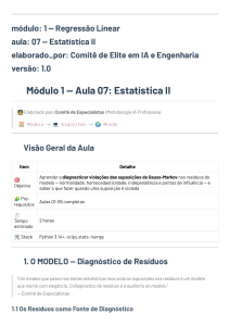 Regress&atilde;o Linear: Diagn&oacute;stico de Res&iacute;duos & Suposi&ccedil;&otilde;es de Gauss-Markov