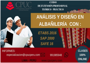 Curso An&aacute;lisis y Dise&ntilde;o de Alba&ntilde;iler&iacute;a Estructural con ETABS 2016, SAP 2000, SAFE 16