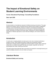 Impact of Emotional Safety on Student Learning
