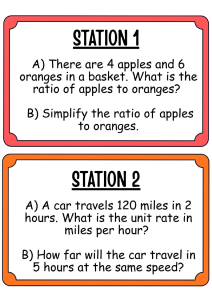 Math Stations: Ratios and Unit Rates Worksheet