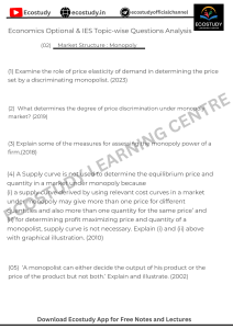 Economics Monopoly Questions Analysis IES Optional