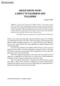 Group Know-How: A Reply to Palermos and Tollefsen