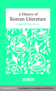 A History of Korean Literature