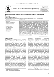 Smart Delivery of Herbal Extracts: Controlled Release and Targeted Therapy