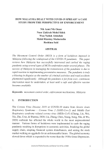 Malaysia's COVID-19 Enforcement: A Case Study