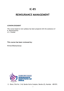 IC-85 Reinsurance Management Course Material