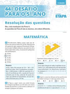 Resolu&ccedil;&otilde;es do 44&ordm; Desafio para o 5&ordm; Ano - Matem&aacute;tica e Portugu&ecirc;s