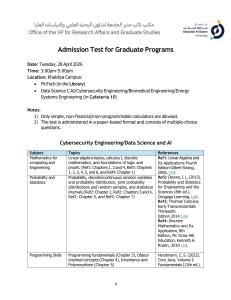 2026 Graduate Program Admission Test Details
