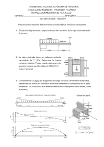 Examen Mec&aacute;nica de Materiales I - UNAH Ingenier&iacute;a Mec&aacute;nica