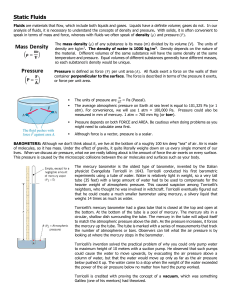 Static Fluids: Density, Pressure, and Buoyancy