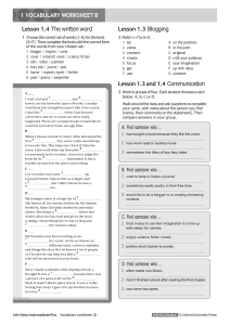 Vocabulary Worksheet B: Blogging & Written Word Exercises