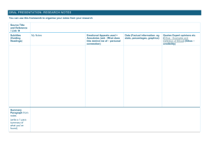 Research Notes Template for Oral Presentations